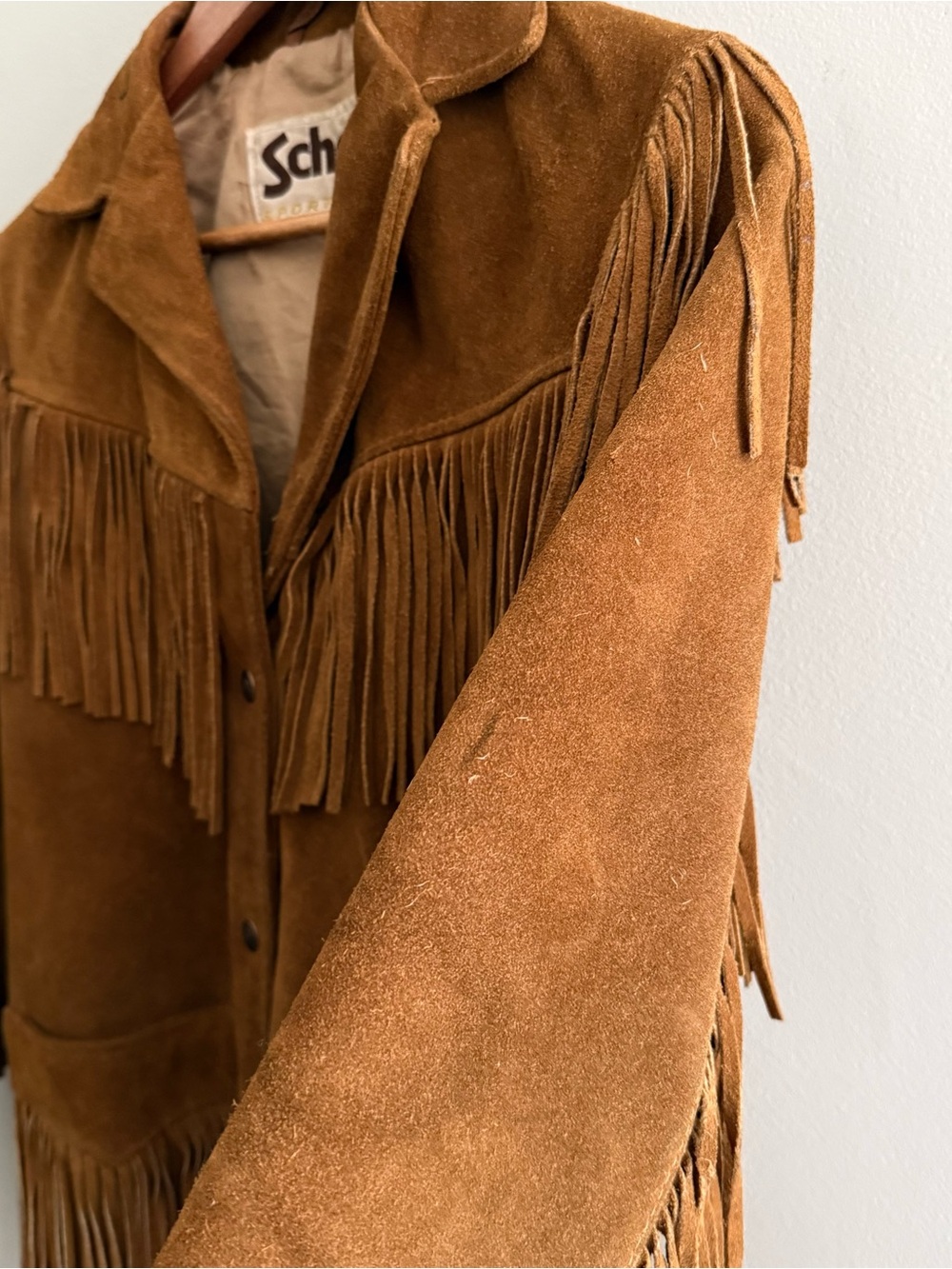 1970s Vintage Schott NYC Brown Suede Western Fringe Jacket Women’s Small - Picture 7 of 10